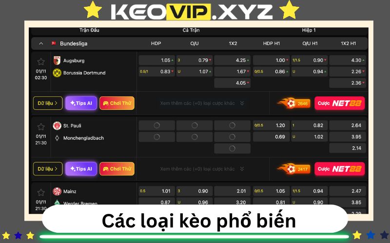 Cac loai keo nha cai pho bien nhat