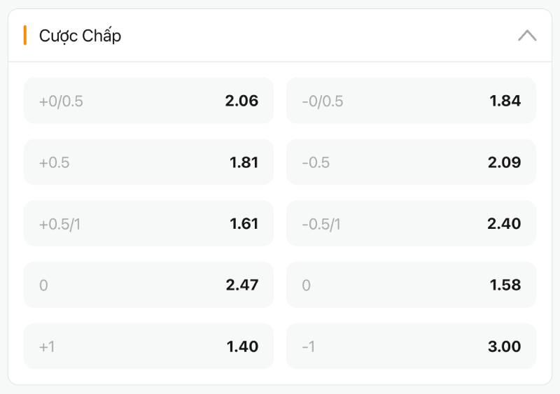 Giải thích chi tiết các tỷ lệ chấp trong cá cược bóng đá