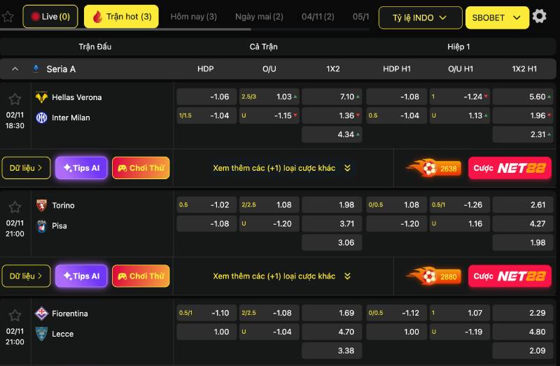 Khi nào nên chọn kèo Indo?