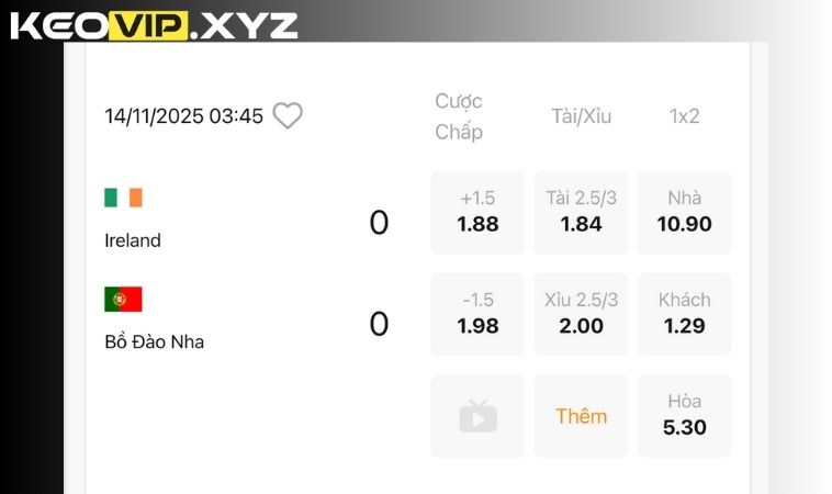 Phan tich keo nha caiIreland vs Bo Dao Nha